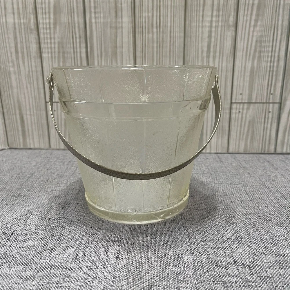 Vintage Anchor Hocking Glass Ice Bucket with Handle